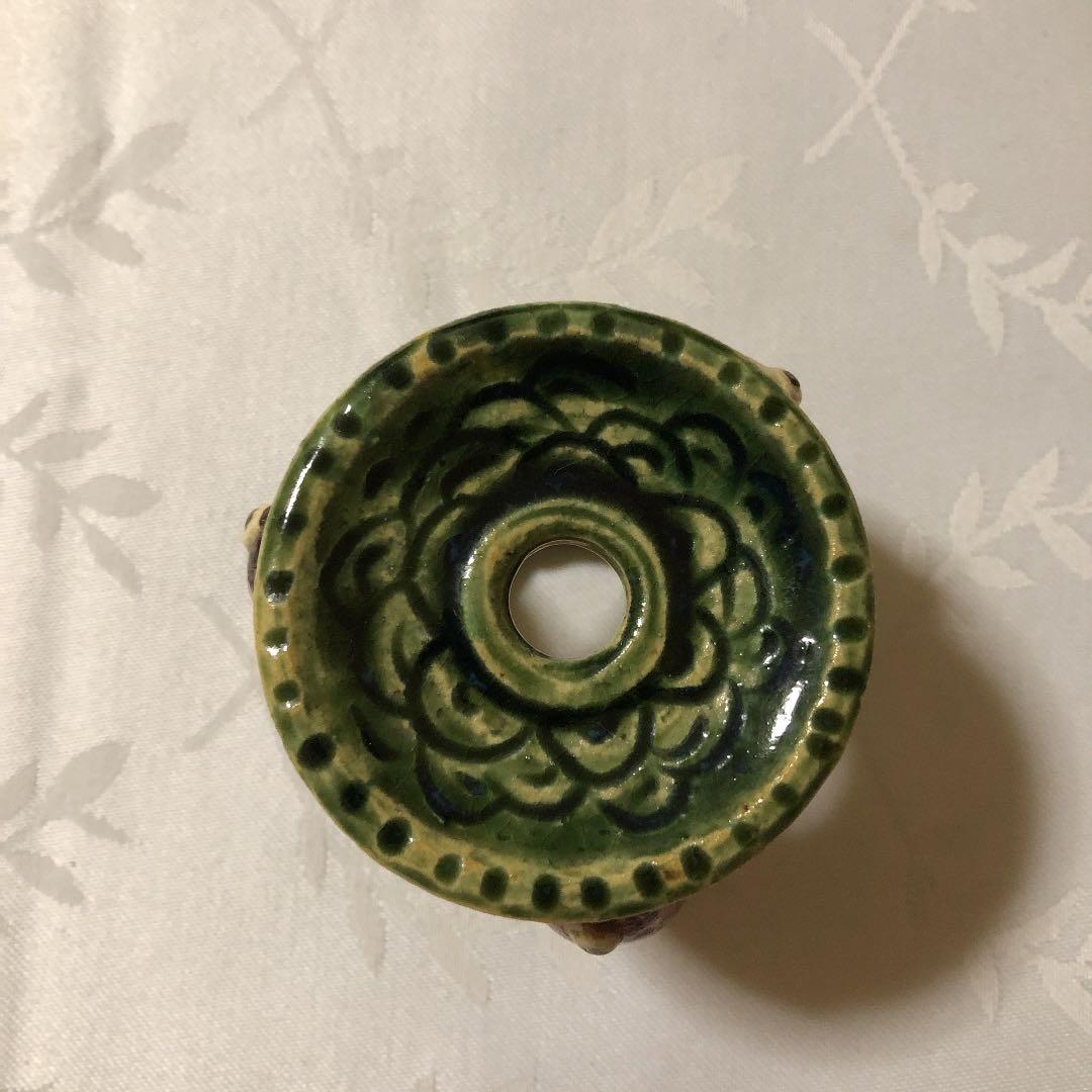 茶道具　織部蓋置　加藤芳右衛門作　八坂窯