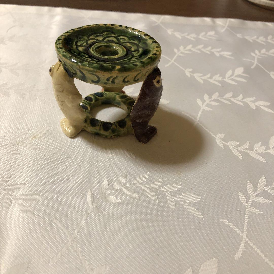 茶道具　織部蓋置　加藤芳右衛門作　八坂窯