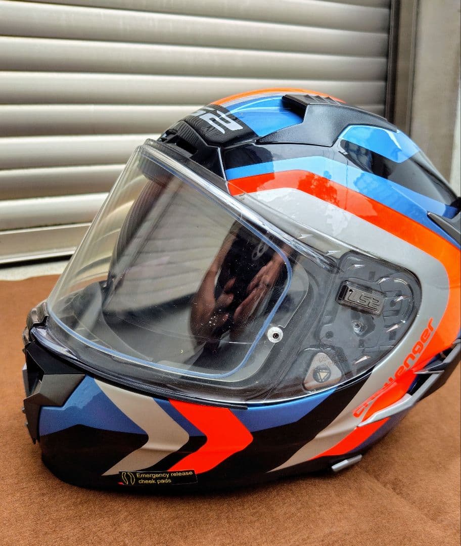 LS2 フルフェイスヘルメット challengerF 青/オレンジ/黒