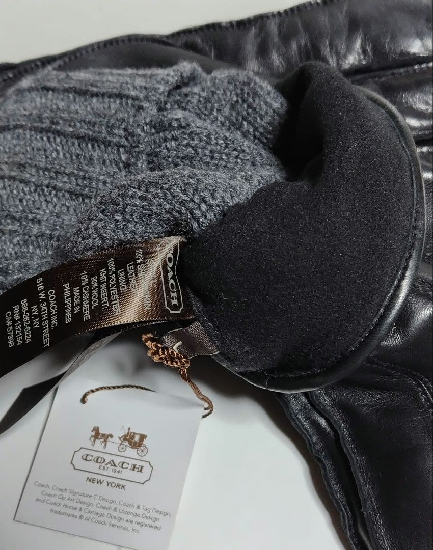 あ*る様 COACH 本革レザー 手袋 黒