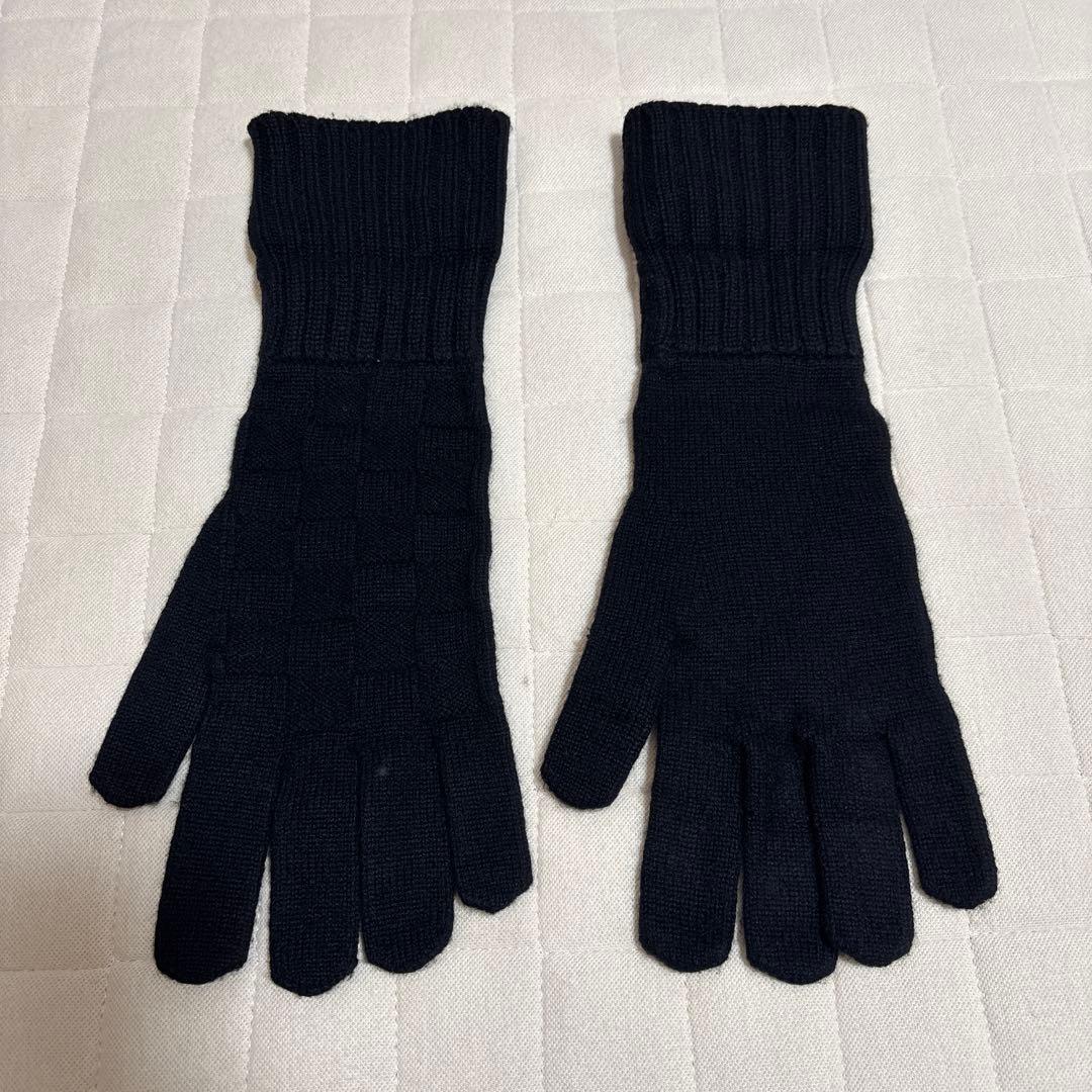 ルイヴィトンLOUIS VUITTONダミエ レザーパッチ カシミヤ100％手袋