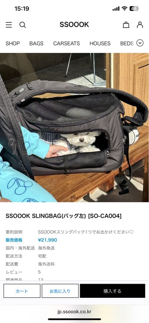 SSOOOK SLINGBAG(左) Sサイズ　キャリーバッグ・スリング