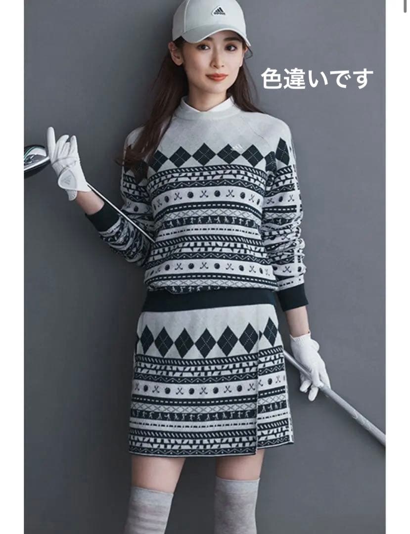 長袖　ニット　セーター　巻きスカート　セットアップ　秋冬　ウール混　ネイビー　S