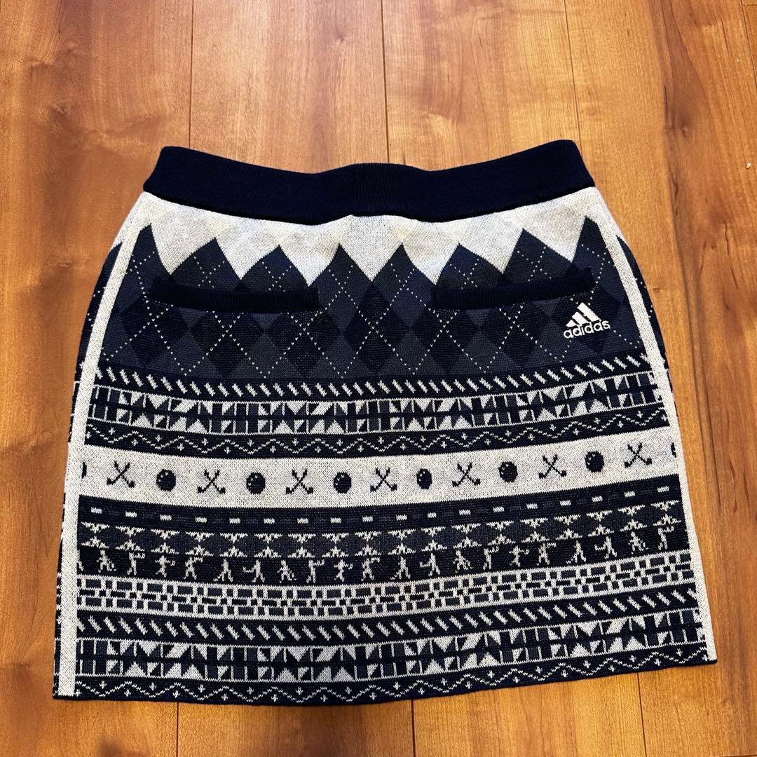 長袖　ニット　セーター　巻きスカート　セットアップ　秋冬　ウール混　ネイビー　S