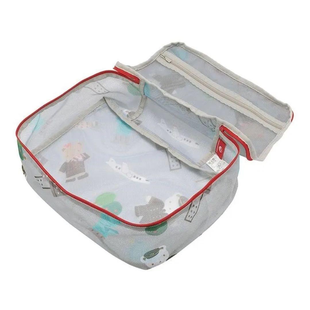 JAL × ファミリア　メッシュプリントパッキングケースＭ　グレー