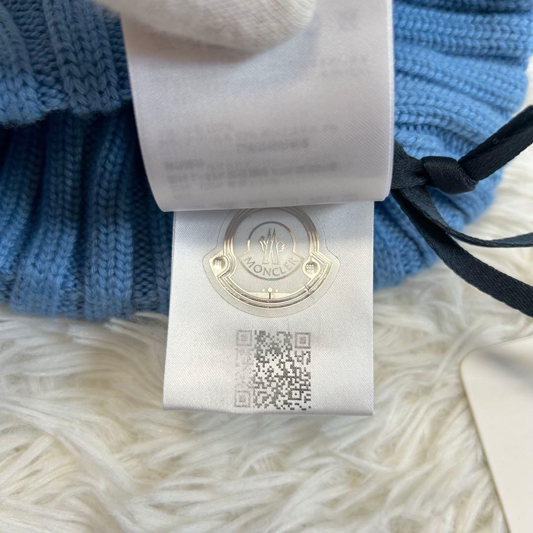 新品未使用 MONCLER モンクレール ニット帽 ロゴワッペン エコファー