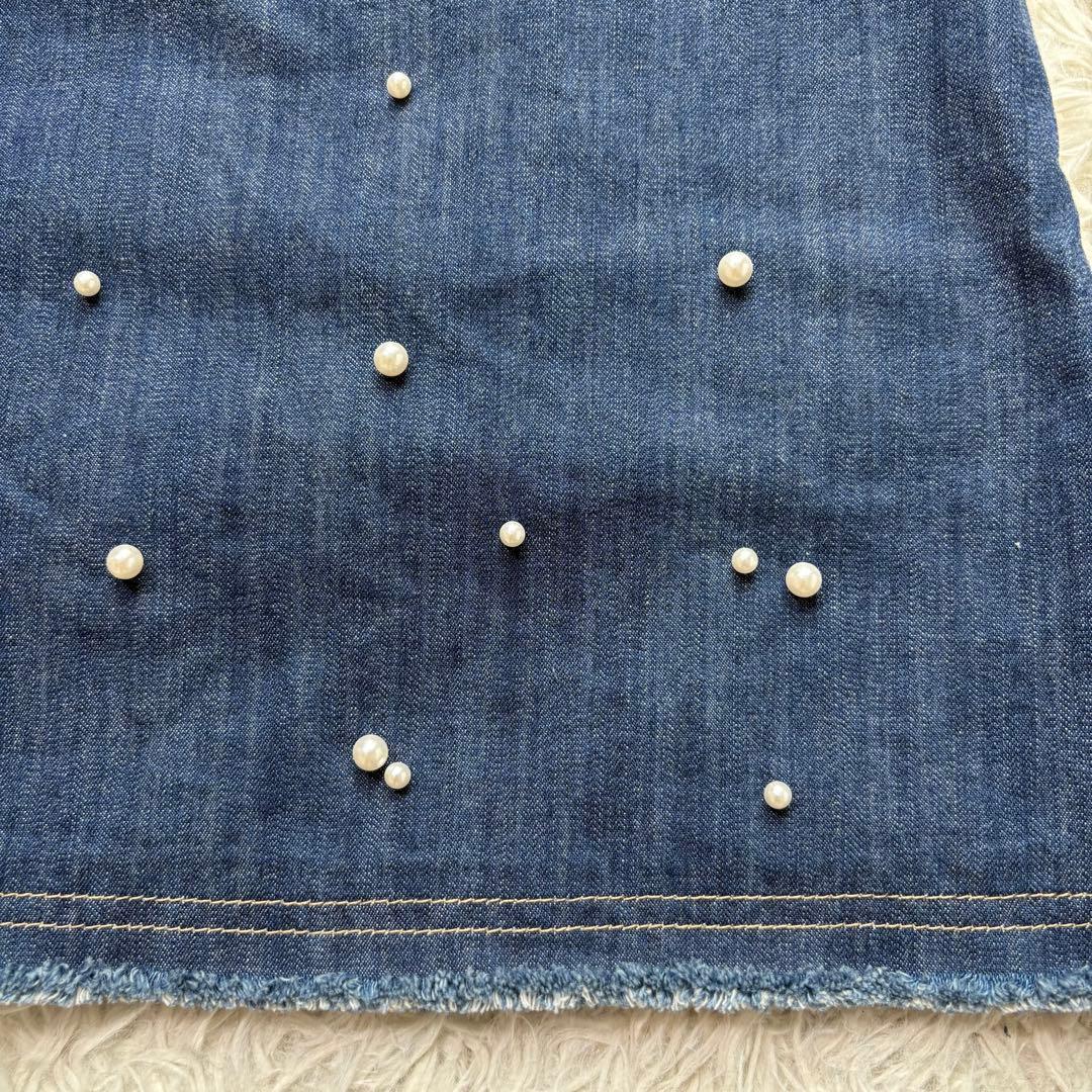 新品 エムズグレイシー 24AW パールスタッズ付きデニムスカート 近年モデル