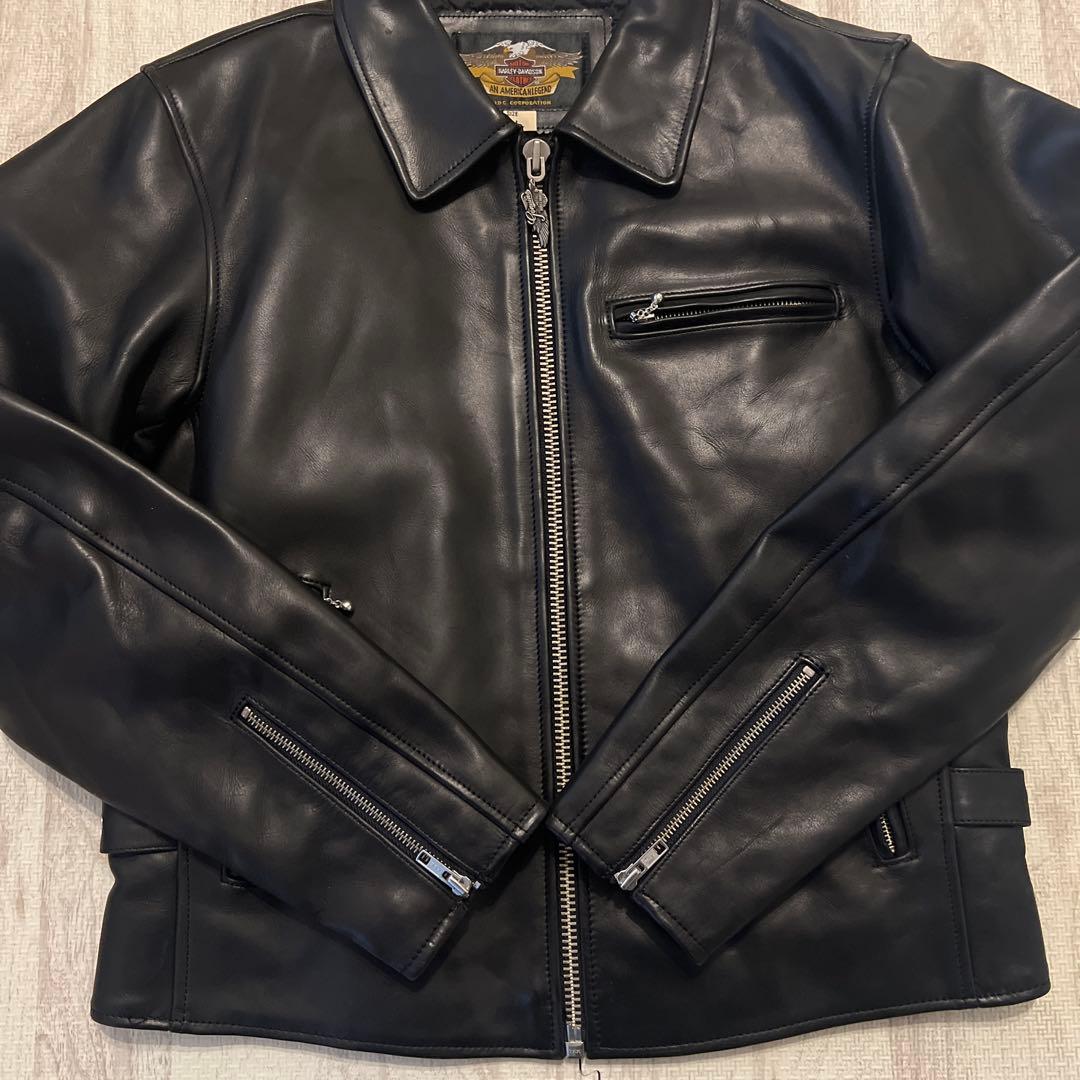 ハーレーダビットソン シングルライダース 牛革 ブラック　L