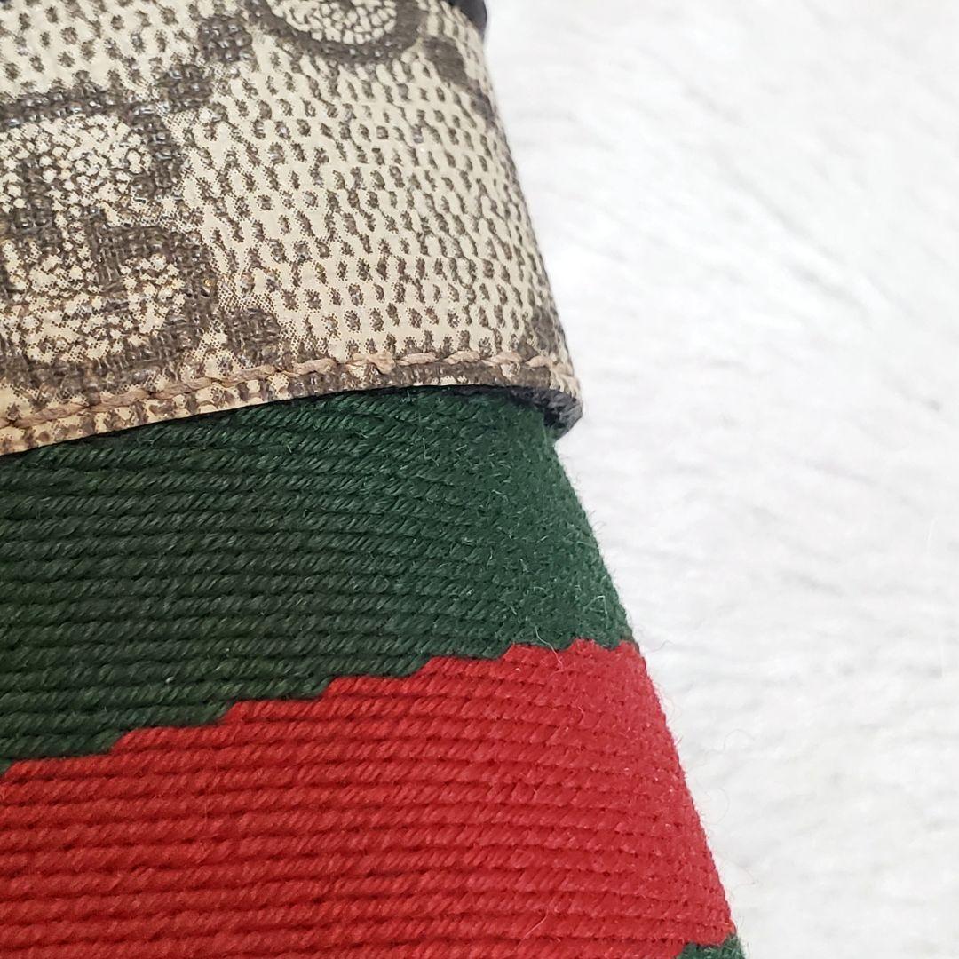 美品 グッチ シェリーライン オフディア 二つ折り財布 小銭入れ付き 茶