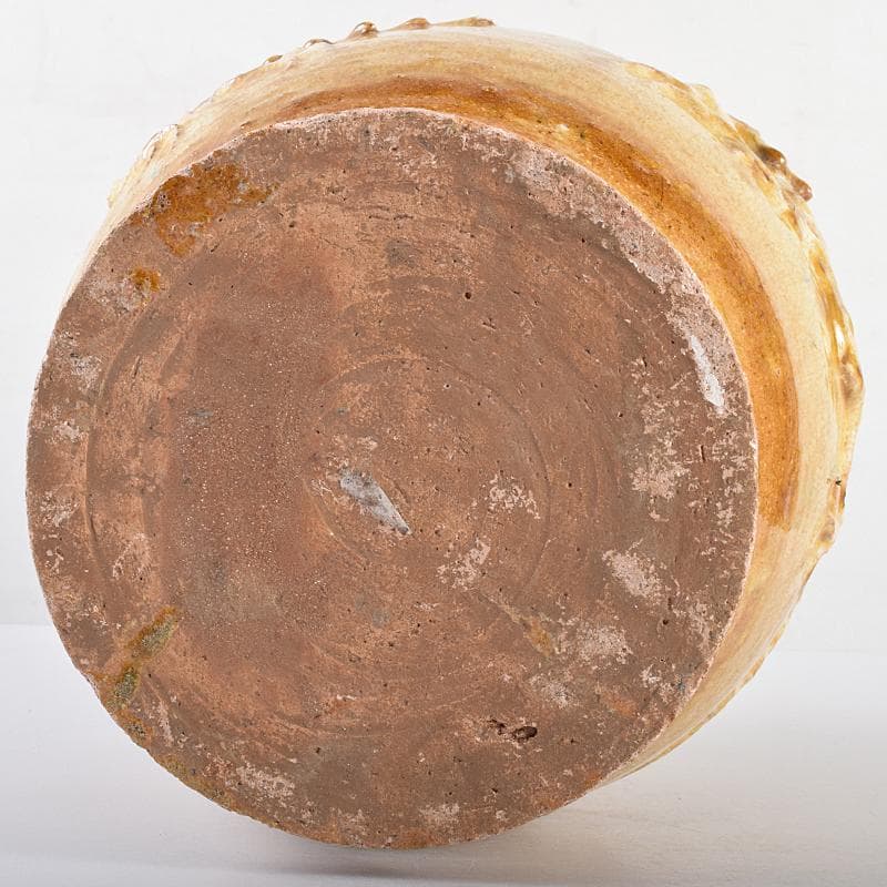 中国　黄釉　貼龍鳳凰文　六耳瓶　C　R7669B