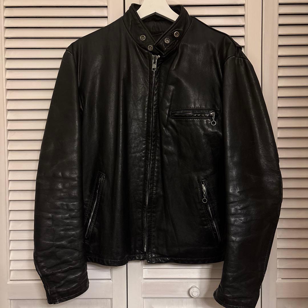 Schott 黒 レザー シングルライダースジャケット
