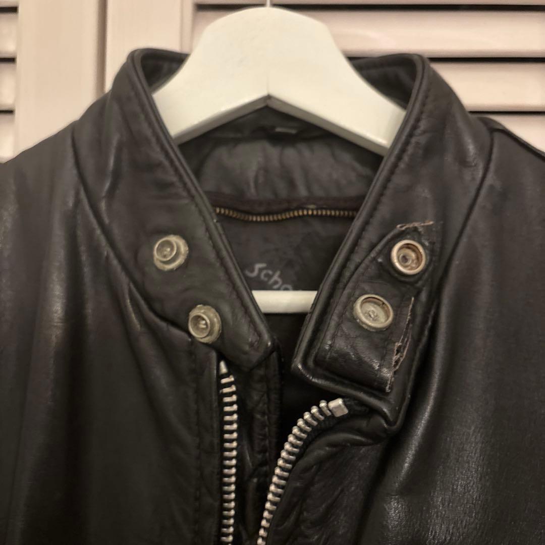 Schott 黒 レザー シングルライダースジャケット