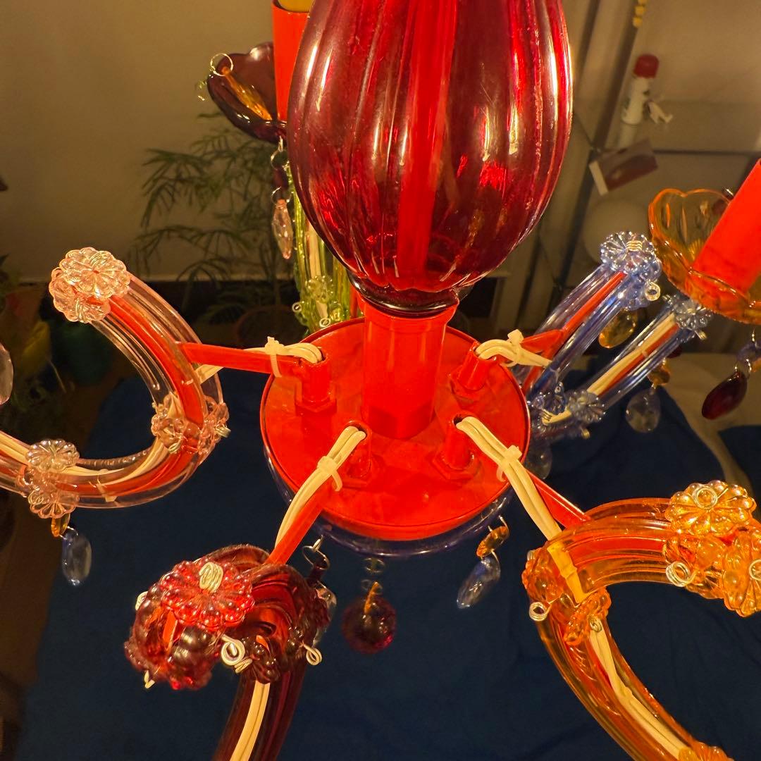 カラフルシャンデリア 5灯 (電球付き) アンティーク レトロ 照明