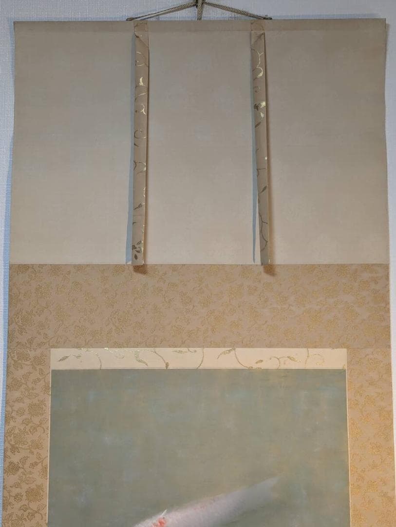 【真作】掛軸　梶喜一　鯉　日展作家　鯉の名手　古美術　二重箱入　U25