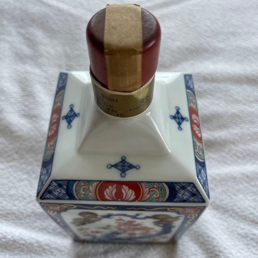 サントリーウィスキー有田焼染錦松竹梅寅文角型瓶