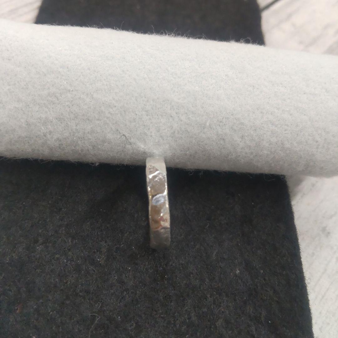 市松　リング　シルバー　槌目模様　槌目加工　約2号