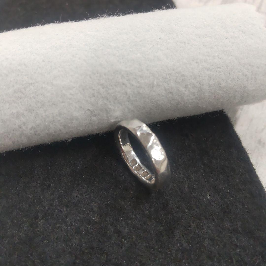 市松　リング　シルバー　槌目模様　槌目加工　約2号