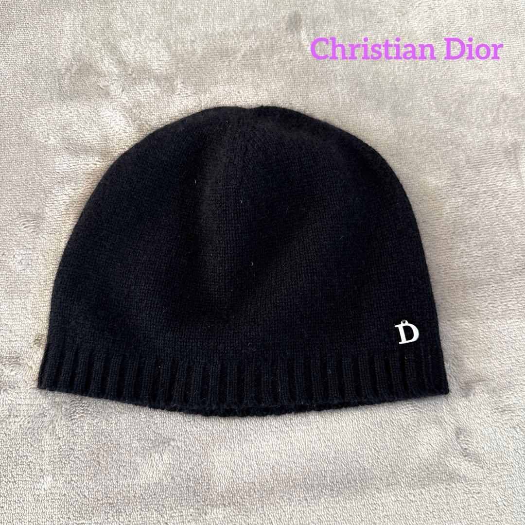 Christian Dior カシミヤニット帽　Black used品