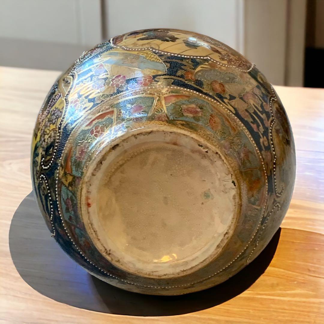 管理番号❀M170◻️⊶薩摩焼 金蒔絵 金彩 大壺 織田信長 武者 古美術