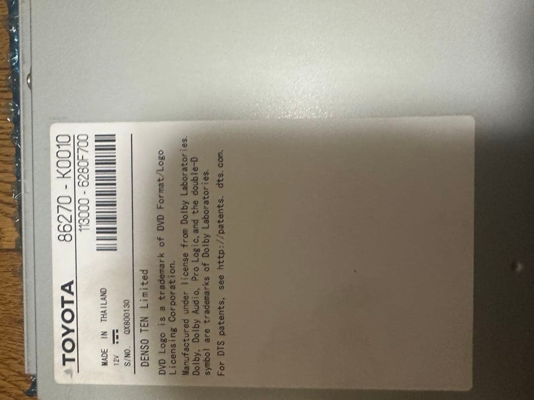 TOYOTA DVDプレーヤー 86270-K0010