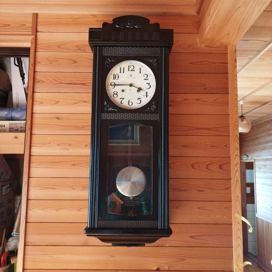 大型木製壁掛け時計 黒 　海恋太郎