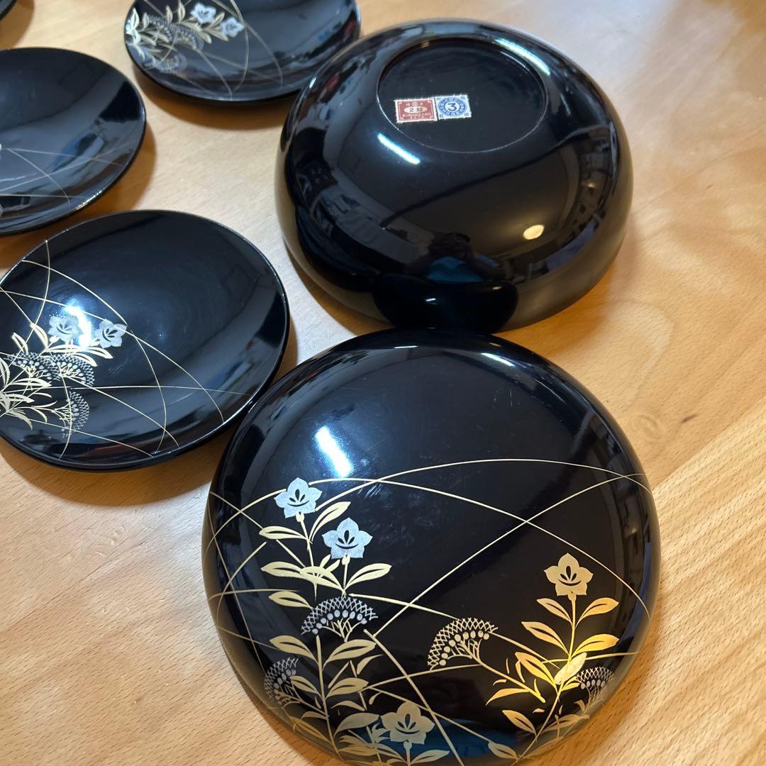 本漆器 昭和15年頃　菓子器 セット 5小皿 1器　交渉ok!