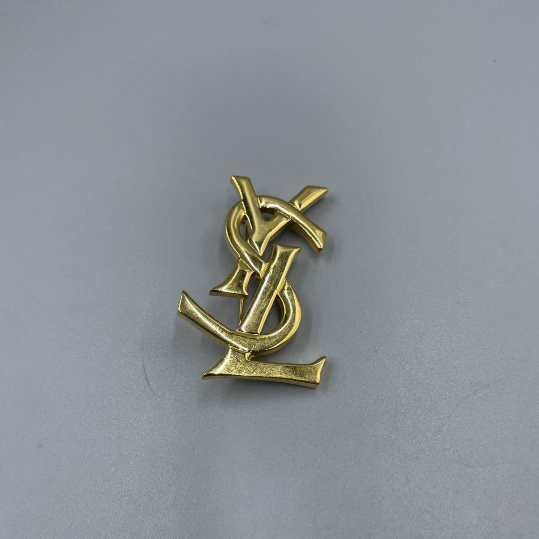 227イヴサンローラン　YSL ゴールドロゴブローチ