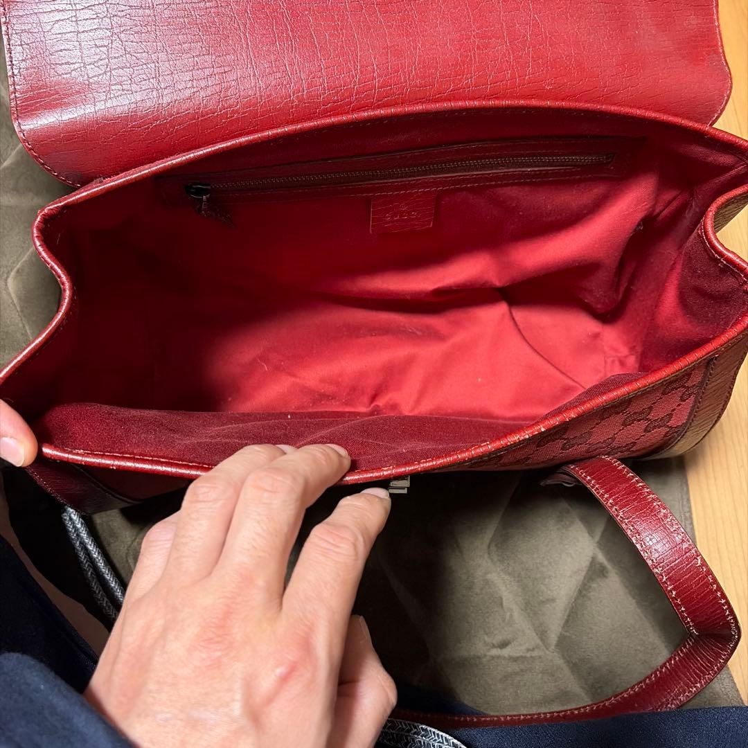 Gucci レッド ハンドバッグ バンブーハンドル