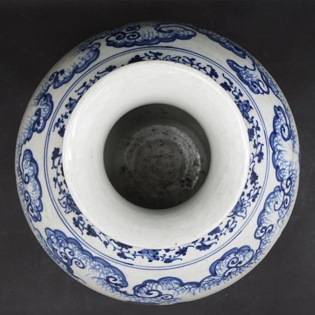 中国美術 中国古玩 台座付染付花瓶 花生 飾壷 唐物 磁器 陶芸 古美術品