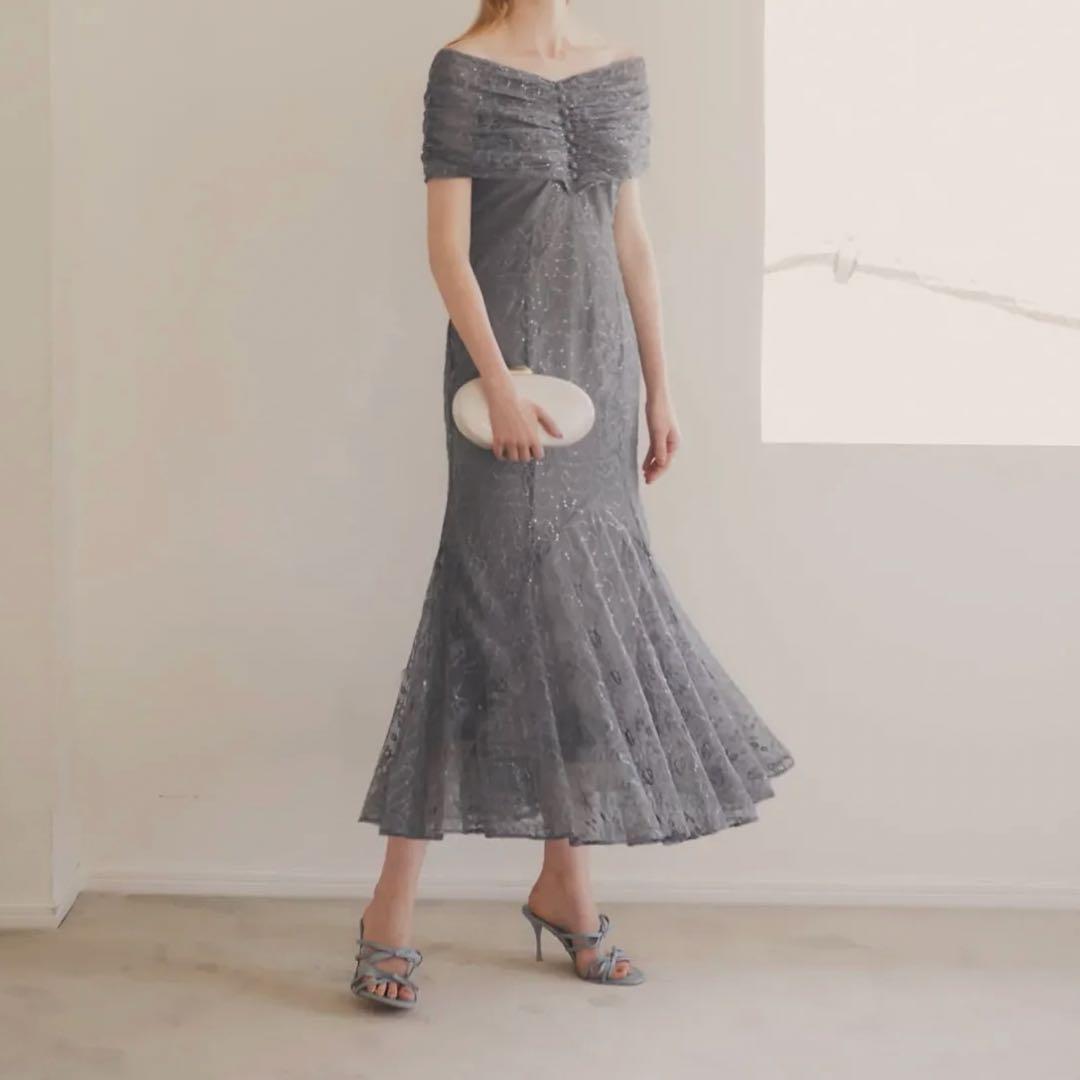 LEJA 新品タグ付き2WAYレース花柄オフショルダーマーメイドワンピースドレス