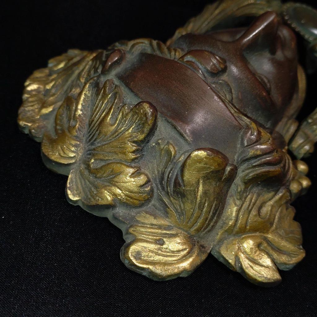 ドアノッカー 真鍮製 洋館 レトロ アンティ―ク 全長約17cm 【5050】