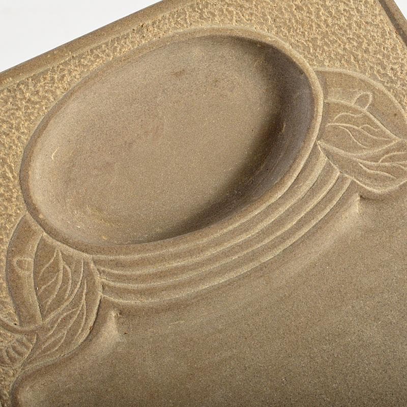 中国　書道具　花瓶刻　端渓硯　唐木箱付　C　6184