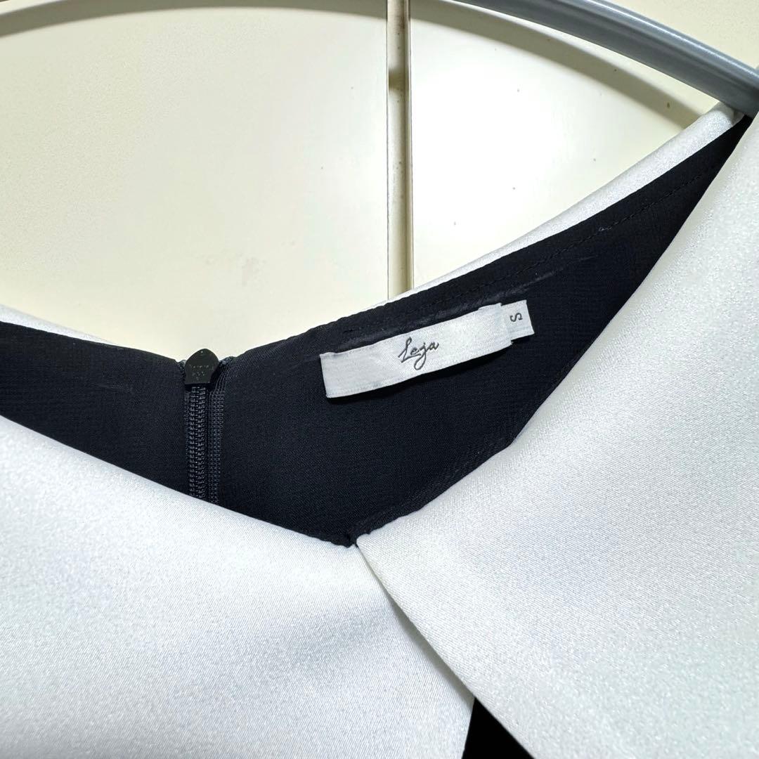 Leja アシンメトリービッグカラーベロアマーメイドワンピースドレス