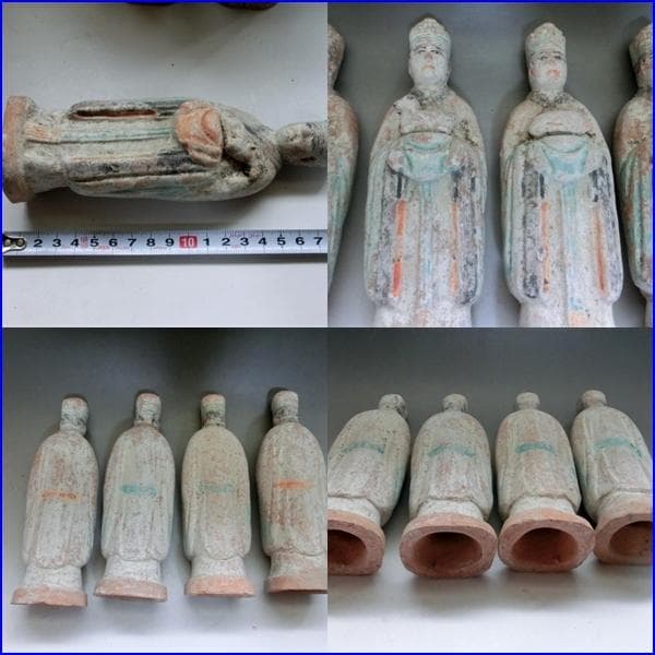 土人形■中国唐三彩置物祭具 12体 古い唐俑 中國 古玩 時代物 骨董 希少■
