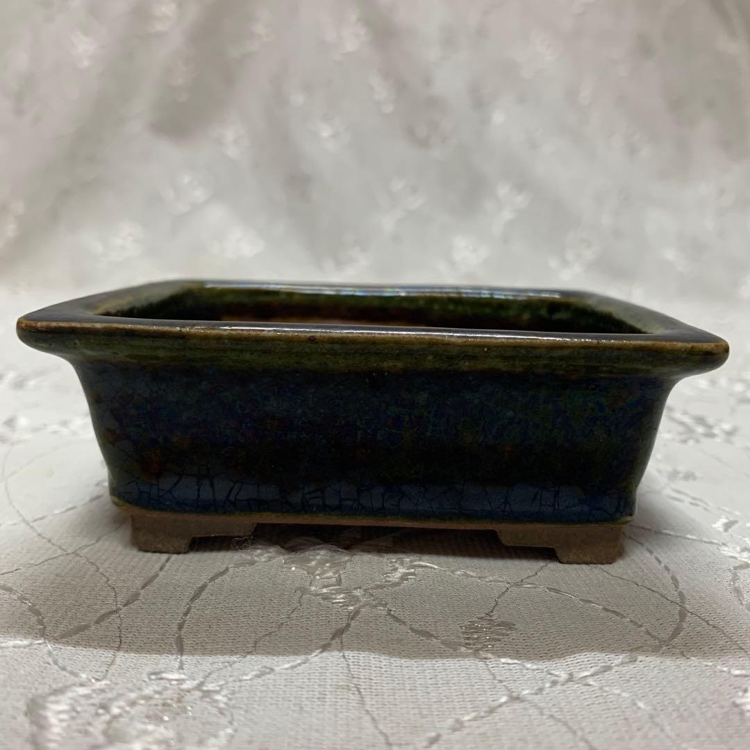 落款有り　盆栽鉢　長方