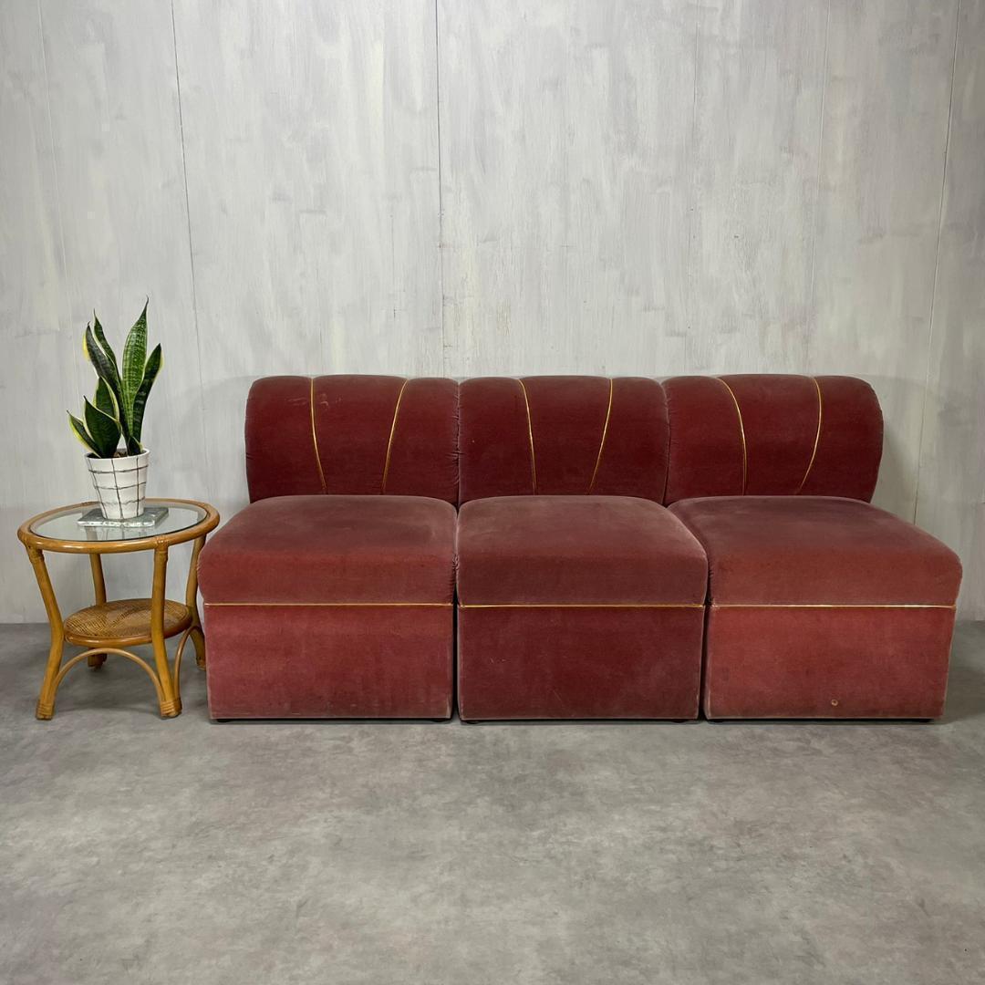 TiTi！ヴィンテージ モケット ピンクパープル ソファ 業務用 レトロ