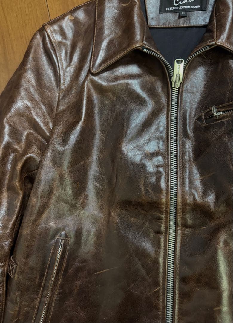雰囲気抜群 CIDU 復刻 レザー スポーツジャケット デカTALON サイズM