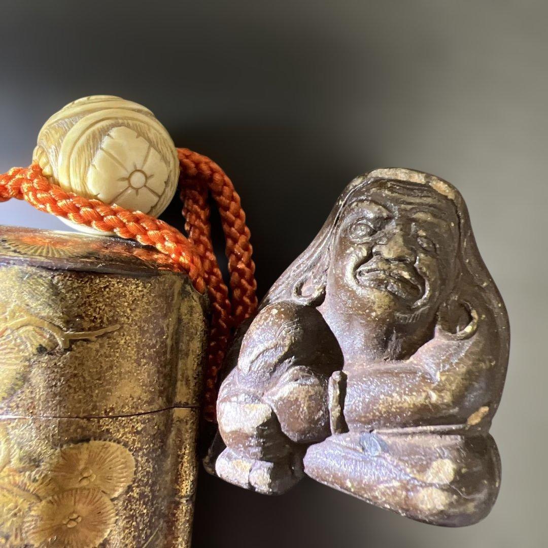 江戸時代　蒔絵印籠、ダルマ根付　73g 東Y7-1016☆2F