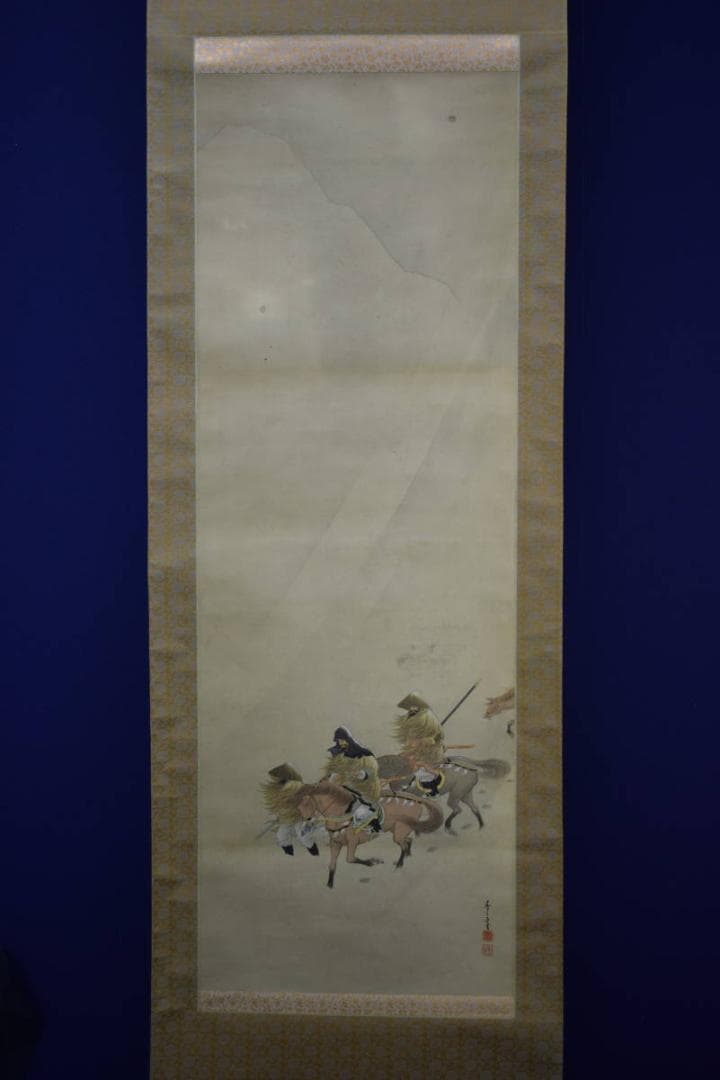 真作/秀貞/馬上人物図/布袋屋掛軸HG-404