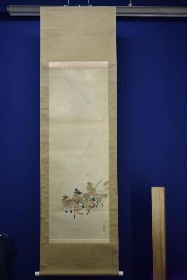 真作/秀貞/馬上人物図/布袋屋掛軸HG-404