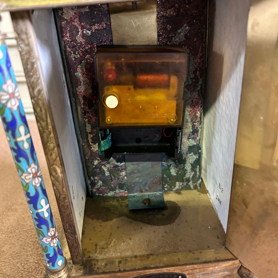 CF5★中国美術★ ガラス製 時計 置時計 アンティーク 七宝時計 インテリア