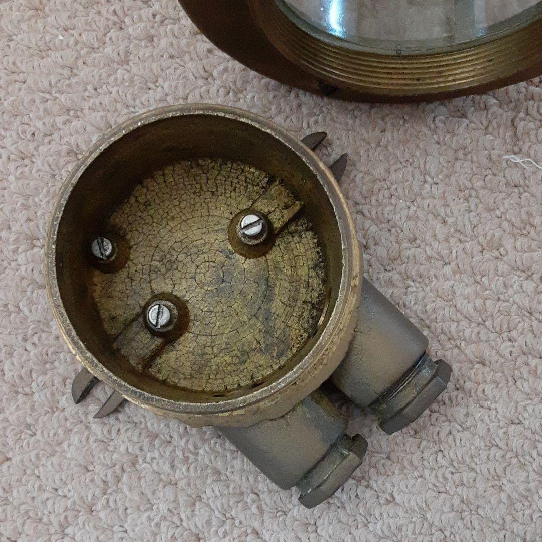 古い外国船燈火マリンランプ/真鍮&気泡ガラス/ハリケーン船舶用ブラケットライト