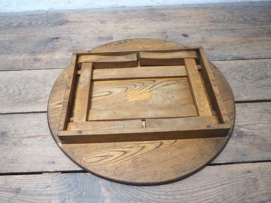 1311 折りたたみ式　レトロな丸ちゃぶ台　座卓　ローテーブル　古家具　古道具