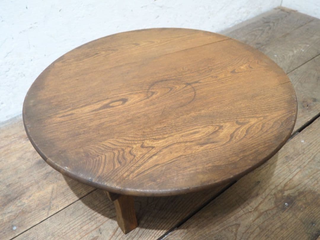 1311 折りたたみ式　レトロな丸ちゃぶ台　座卓　ローテーブル　古家具　古道具