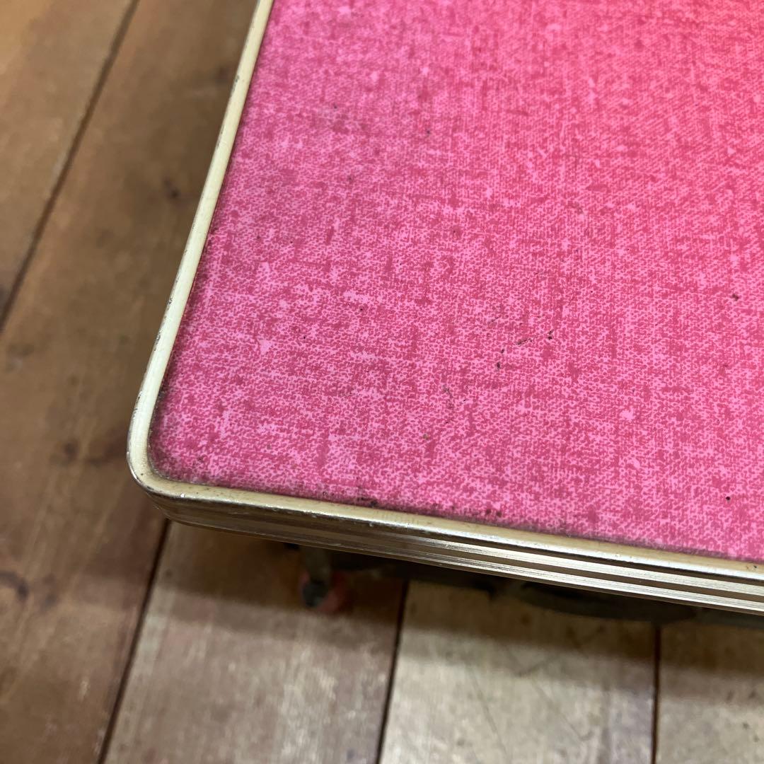 A-3 昭和レトロ ニホンハナコ マガジンラック付 サイドテーブル ピンク