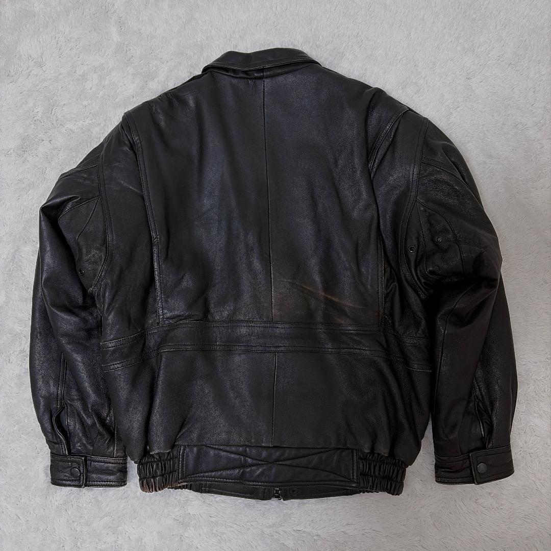 【希少】 Leather Jacket 黒 ライダース レザー ベンチレーション
