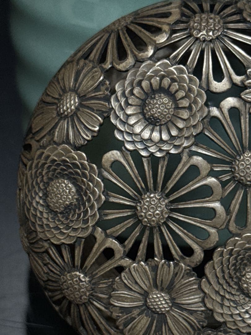 超絶技巧 金工師 在銘 純銀 火屋付 嘉光 造 青磁 輪線筒型 香炉 桐共箱付