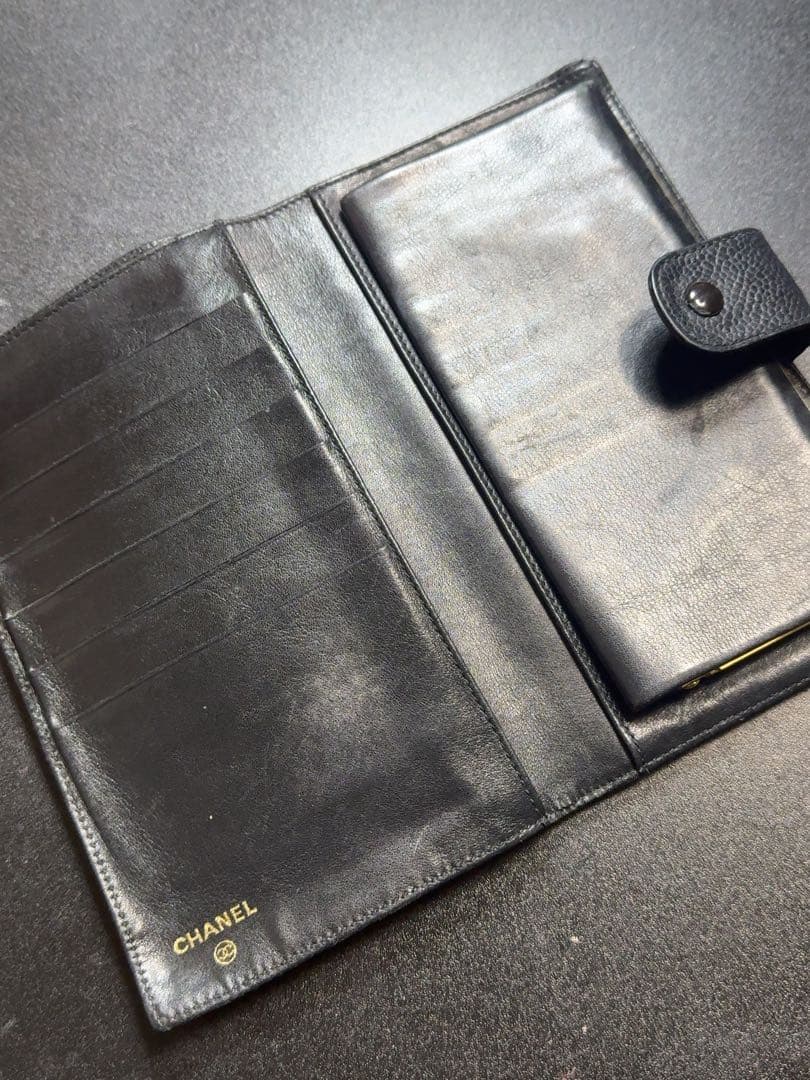 CHANEL 長財布 キャビアスキン ココマーク レディース 二つ折り 財布