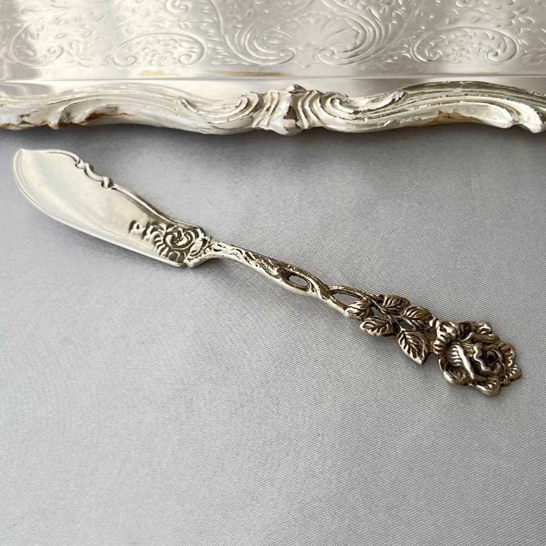 【 Bodemer】薔薇のバターナイフ 【純銀】 12.5cm