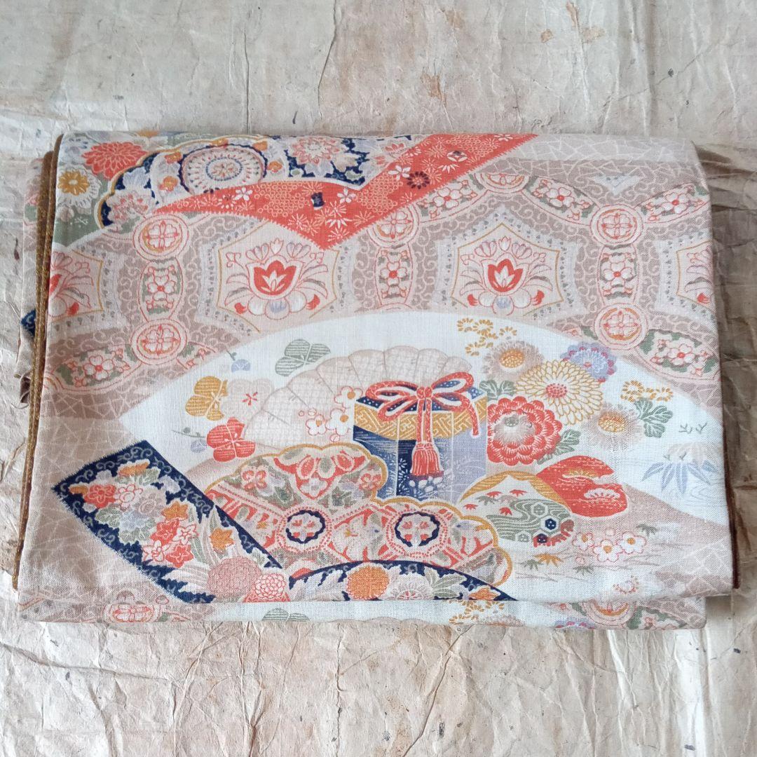 友禅　型友禅　帯　アンティーク　リメイク